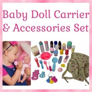 Baby Doll Carrier & Food Bundle Doll House Play Set